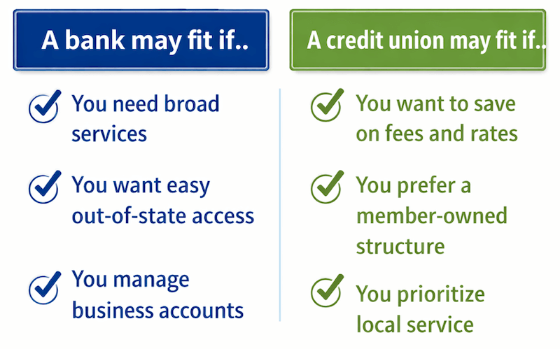 Bank vs credit union in Utah quick decision guide