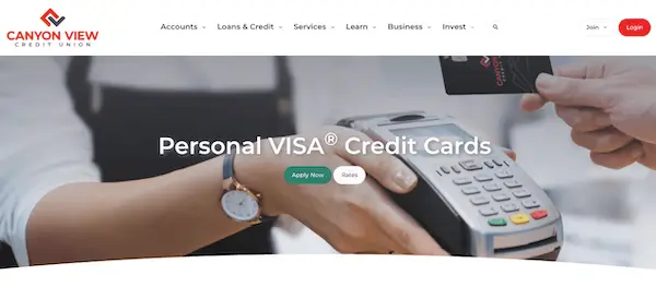 Canyon View Credit Union Personal VISA credit cards page header