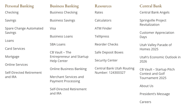 Central Bank Utah products