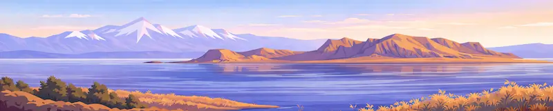 Great Salt Lake divider illustration with Utah mountains and shoreline