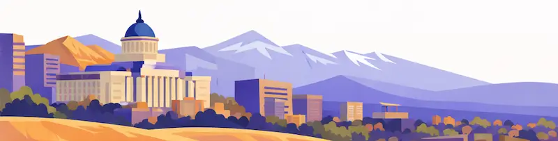 Utah State Capitol divider illustration with mountain landscape background