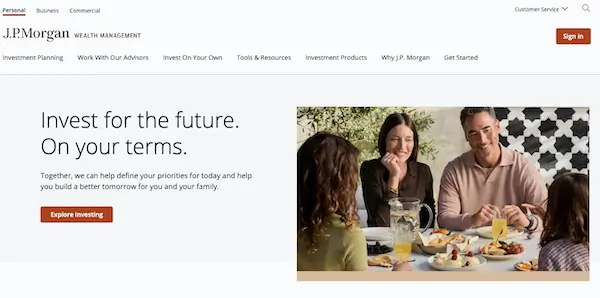 J.P. Morgan Wealth Management investment platform connected to Chase Bank