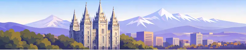 Salt Lake City skyline divider with temple and Utah mountains