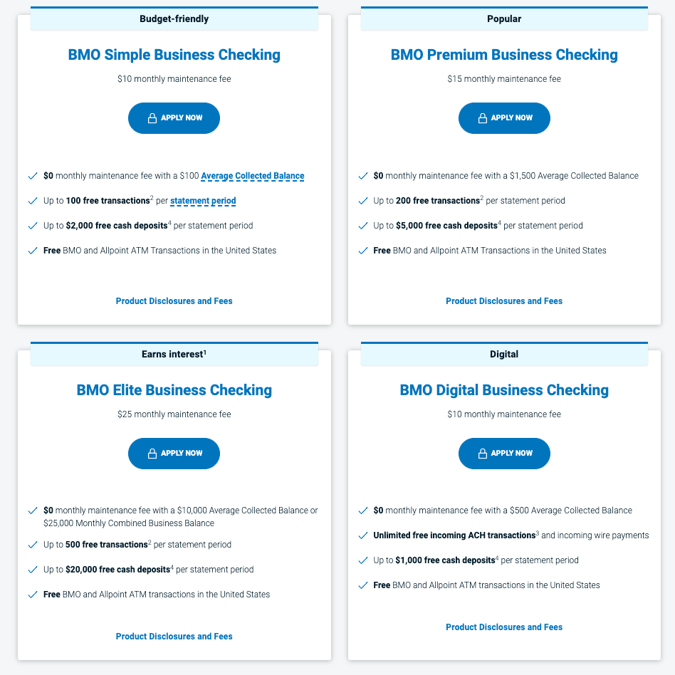 BMO Bank Business Checking Accounts